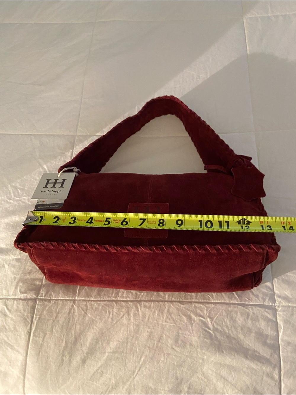 Haute Hippie Wine Suede Braided-Handle Shoulder Bag - Picture 8 of 11